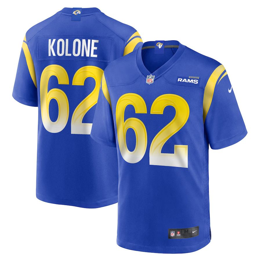 Men Los Angeles Rams #62 Jeremiah Kolone Nike Royal Team Game Player NFL Jersey